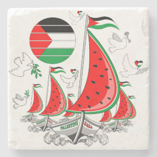 Freedom Global Sumud Flotilla Boats to Gaza Stone Coaster