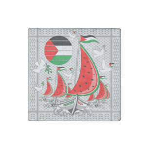 Freedom Global Sumud Flotilla Boats to Gaza Stone Magnet