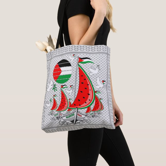 Freedom Global Sumud Flotilla Boats to Gaza Tote Bag (Close Up)