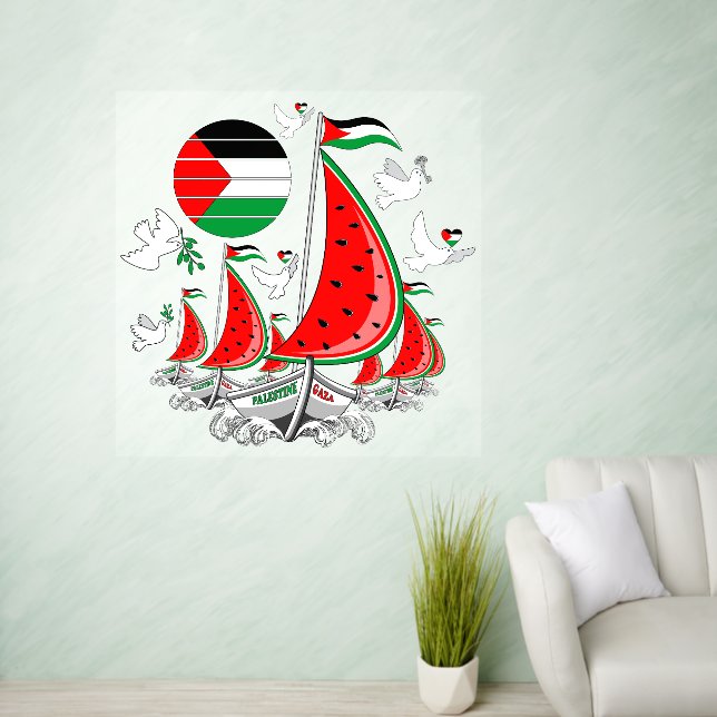 Freedom Global Sumud Flotilla Boats to Gaza Wall Decal (Living Room)