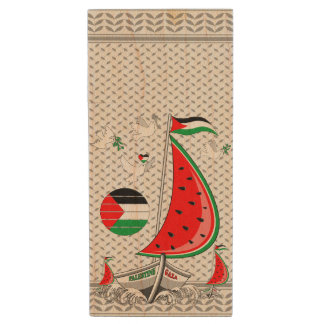Freedom Global Sumud Flotilla Boats to Gaza Wood Flash Drive