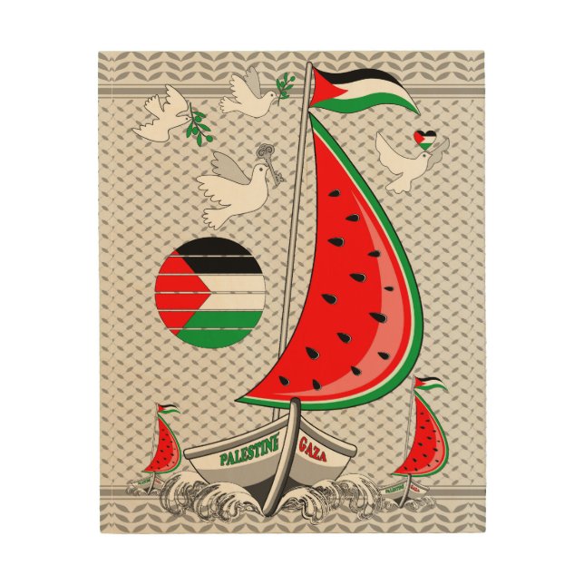 Freedom Global Sumud Flotilla Boats to Gaza Wood Wall Art (Front)