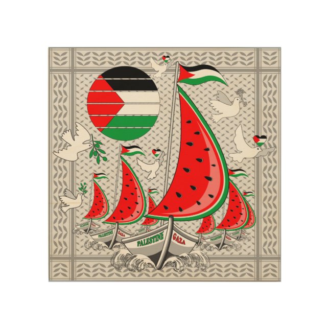 Freedom Global Sumud Flotilla Boats to Gaza Wood Wall Art (Front)