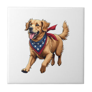 Freedom Golden Retriever Vintage Engraving Shirt 4 Ceramic Tile