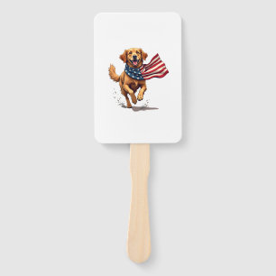 Freedom Golden Retriever Vintage Engraving Shirt Hand Fan