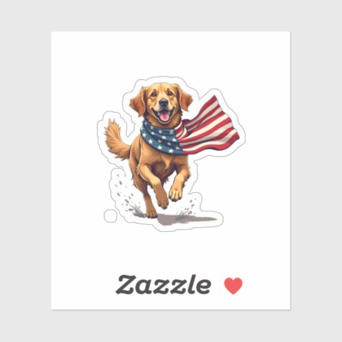 Freedom Golden Retriever Vintage Engraving Shirt Sticker