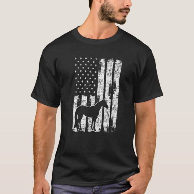 Freedom Horse Patriotic Horse American Flag Horseb T-Shirt (Front)