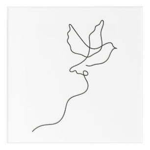Freedom in One Line – Minimalist Dove Acrylic Print