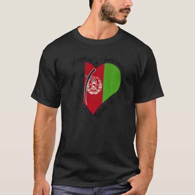 Freedom Independence Faith In God  Christian Afgha T-Shirt (Front)