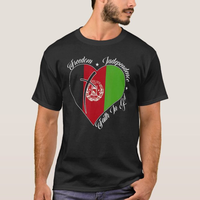 Freedom Independence Faith In God  Christian Afgha T-Shirt (Front)