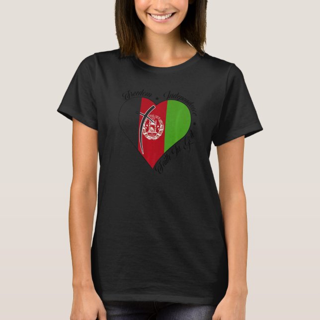Freedom Independence Faith In God  Christian Afgha T-Shirt (Front)