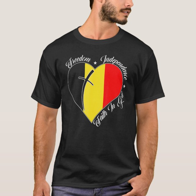 Freedom Independence Faith In God  Christian Belgi T-Shirt (Front)