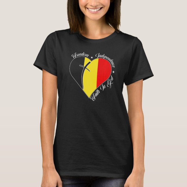 Freedom Independence Faith In God  Christian Belgi T-Shirt (Front)