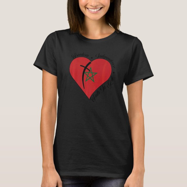 Freedom Independence Faith In God  Christian Moroc T-Shirt (Front)