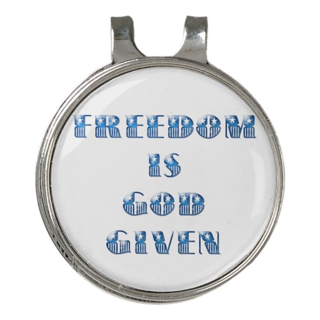 Freedom Is God Given, Blue Golf Hat Clip (Front)