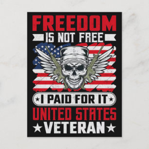 Freedom Is Not Free Honoring Our Veterans on Vet Holiday Postcard