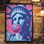 Freedom is Not Free Retro Pop Statue of Liberty Poster<br><div class="desc">Make a bold statement with this pop art-style Statue of Liberty poster, featuring Lady Liberty blowing a pink bubblegum bubble against a retro halftone hot pink backdrop. This cheeky, rebellious twist on an American icon delivers high-impact wall art perfect for modern apartments, creative studios, dorm rooms, or eclectic gallery walls....</div>
