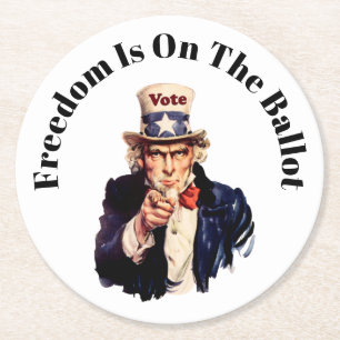 Freedom Is On The Ballot 2026 Round Paper Coaster