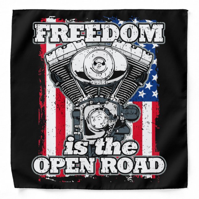 Freedom Is The Open Road American Flag Bikers Bandana (Front)