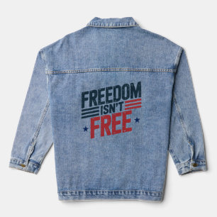 Freedom Isn't Free- Patriotic Design Red and Blue Denim Jacket