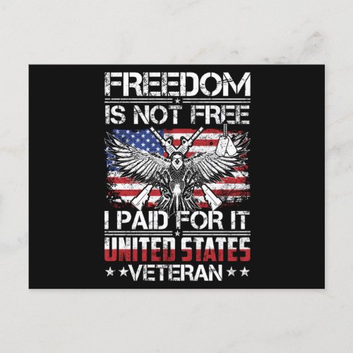 Freedom Isnt Free Veteran _ American Eagle Postcard