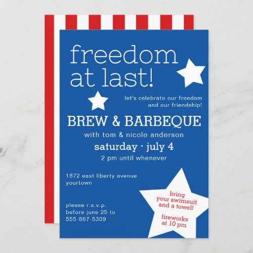 Freedom  July 4  Independence Day Invitation