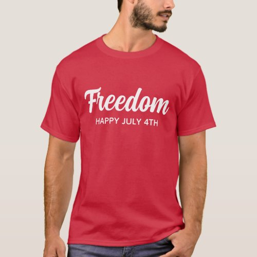 Freedom July 4th Retro Typography T_Shirt