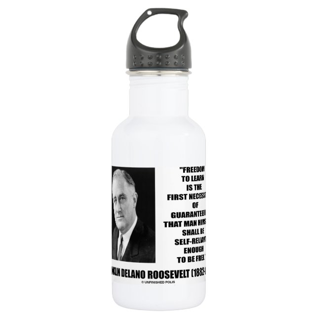 Freedom Learn First Necessity Self-Reliant F.D.R. Water Bottle (Front)