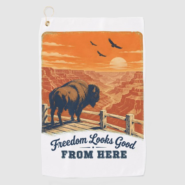 Freedom Looks Good Canyon Golf Towel (Front)