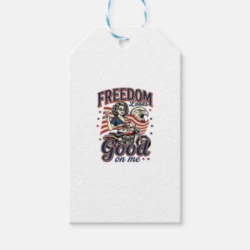 Freedom Looks Good Patriotic Vintage Eagle Gift Tags