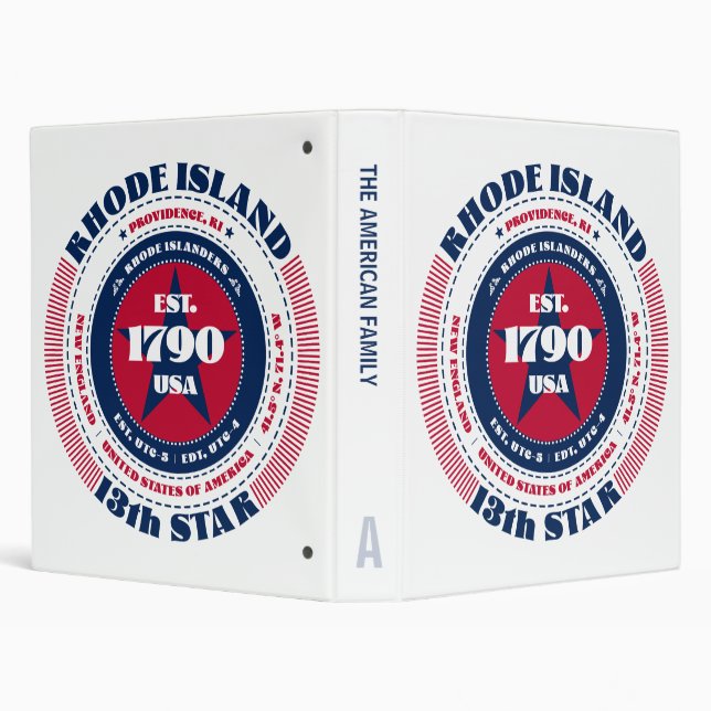 Freedom Loyalty Unity Rhode Island Circle Custom 3 Ring Binder (Background)
