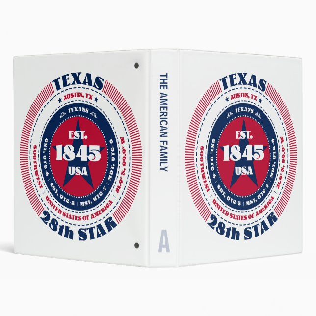 Freedom Loyalty Unity Texas Circle Custom 3 Ring Binder (Background)