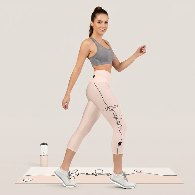 Freedom Minimalist Typography Design Capri Leggings (Creator Uploaded)