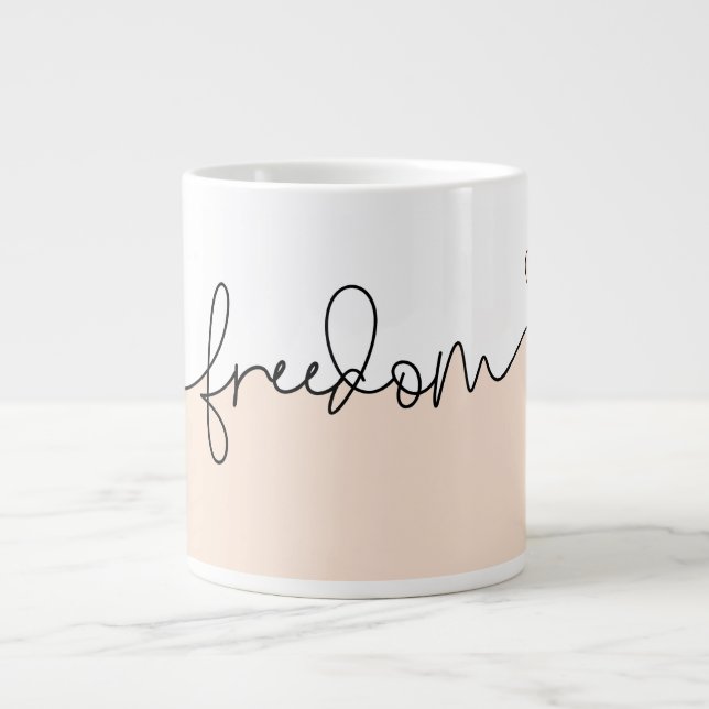 Freedom Minimalist Typography Design Giant Coffee Mug (Front)