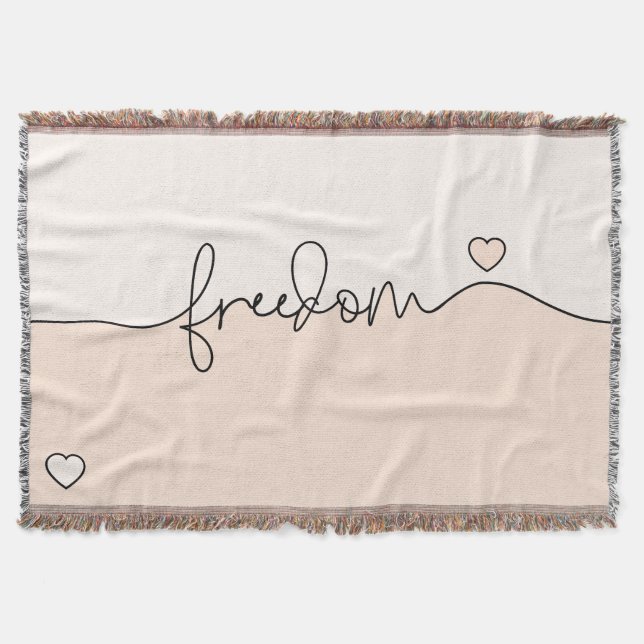 Freedom Minimalist Typography Design Throw Blanket (Front)