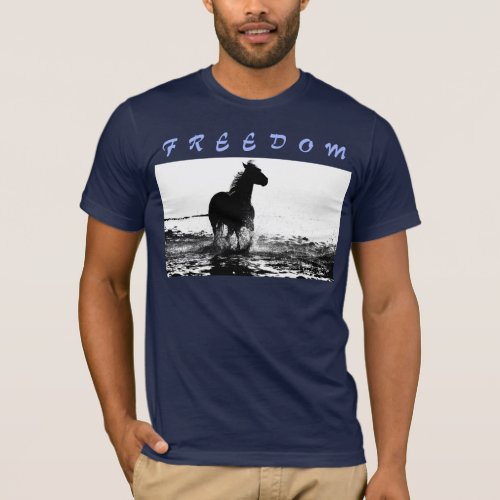 Freedom Modern Running Horse Pop Art Mens T_Shirt