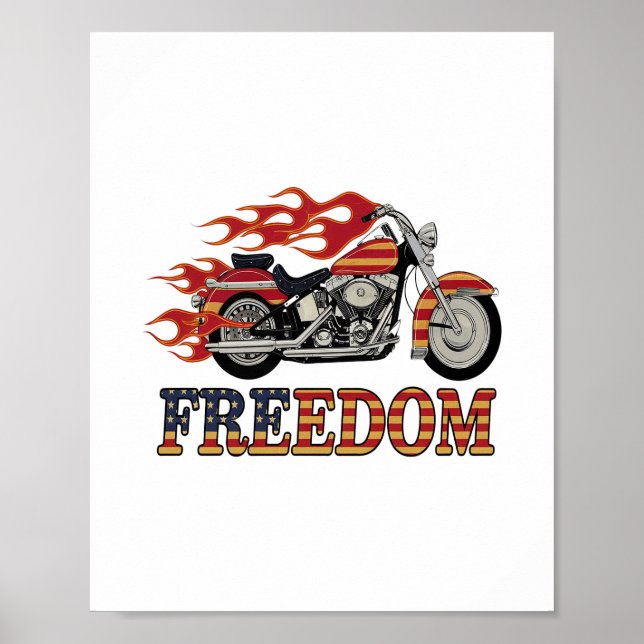 Freedom Motorcycle Flames Poster (Front)