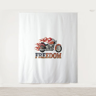 Freedom Motorcycle Flames Tapestry