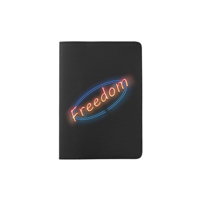 Freedom neon sign. passport holder (Front)