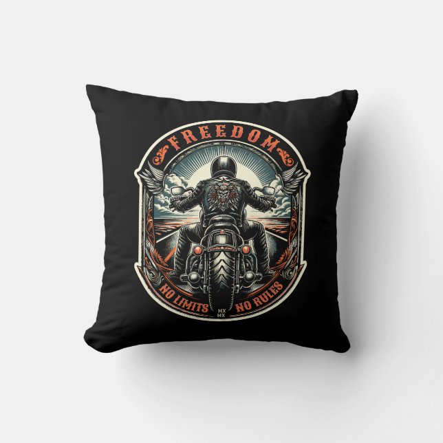 Freedom – No Limits, No Rules Throw Pillow (Front)