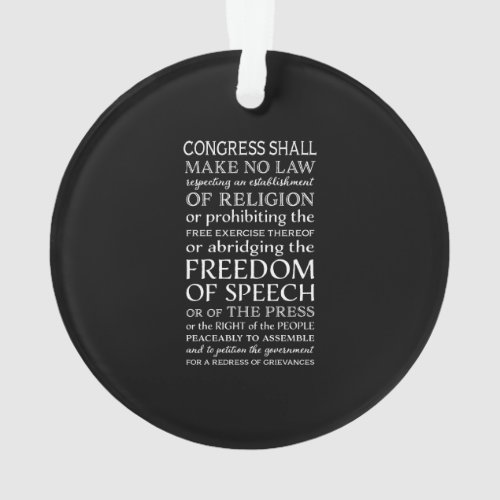 Freedom of Speech Bill of Rights Text Ornament