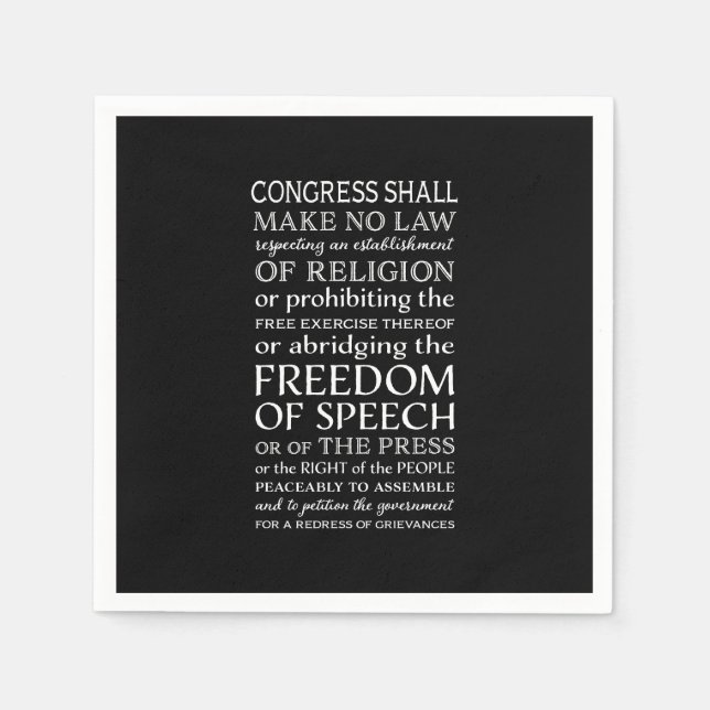 Freedom of Speech Bill of Rights Text Paper Napkins (Front)