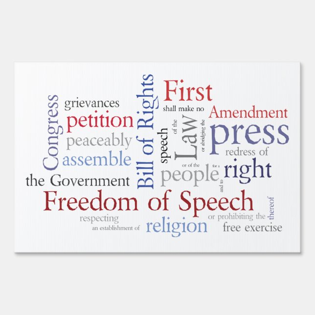 Freedom of Speech First Amendment Rights Text Yard Sign (Front)