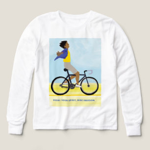 Freedom on Wheels   Happy Boy Riding Bicycle  Tri-Blend Shirts