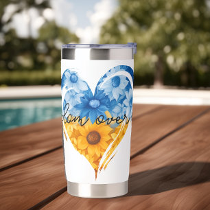 Freedom Over Fear Sunflower Heart Ukraine Support Insulated Tumbler