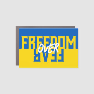 Freedom Over Fear Support Ukraine Car Magnet