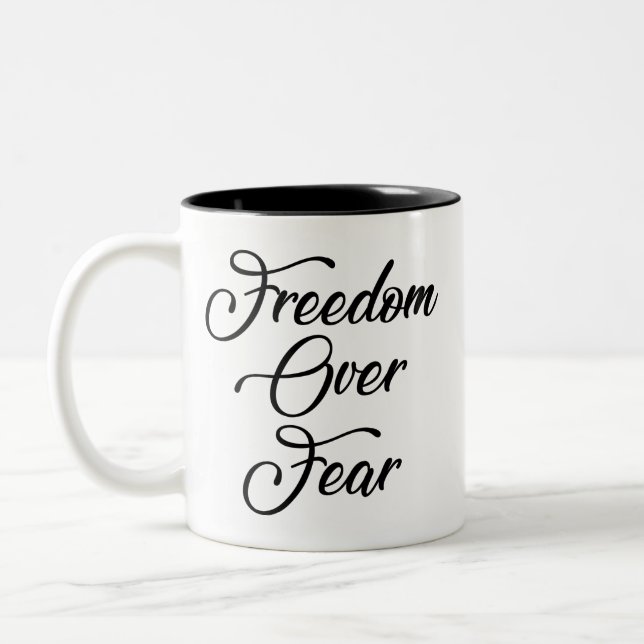 Freedom Over Fear Two-Tone Coffee Mug (Left)