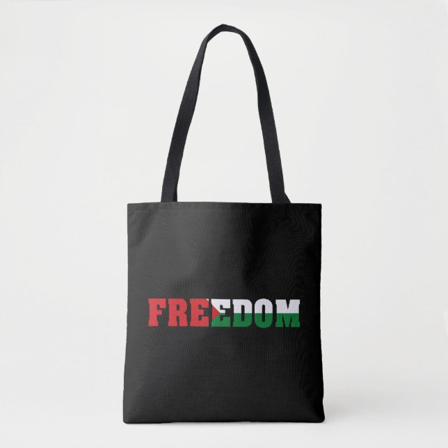 Freedom | Palestine Flag Colors | Free Gaza Tote Bag (Front)