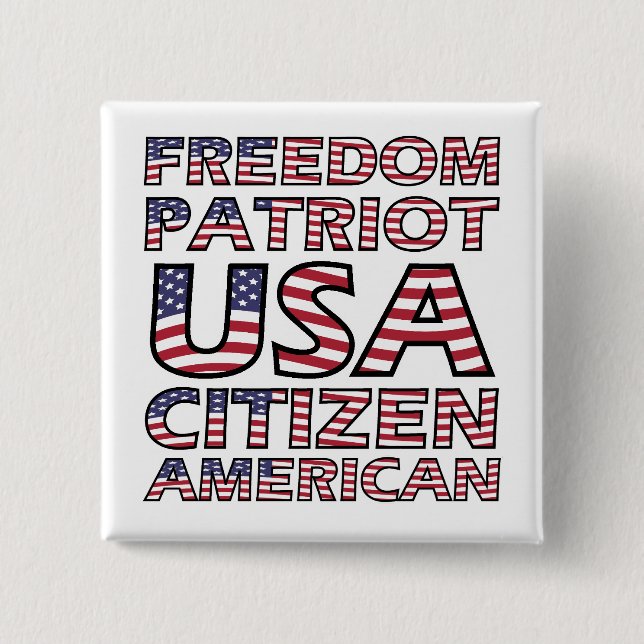 Freedom Patriot Flag Text Pinback Button (Front)