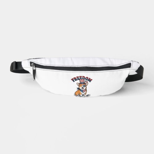 Freedom Patriotic Corgi Vintage Engraving T-Shirt_ Fanny Pack